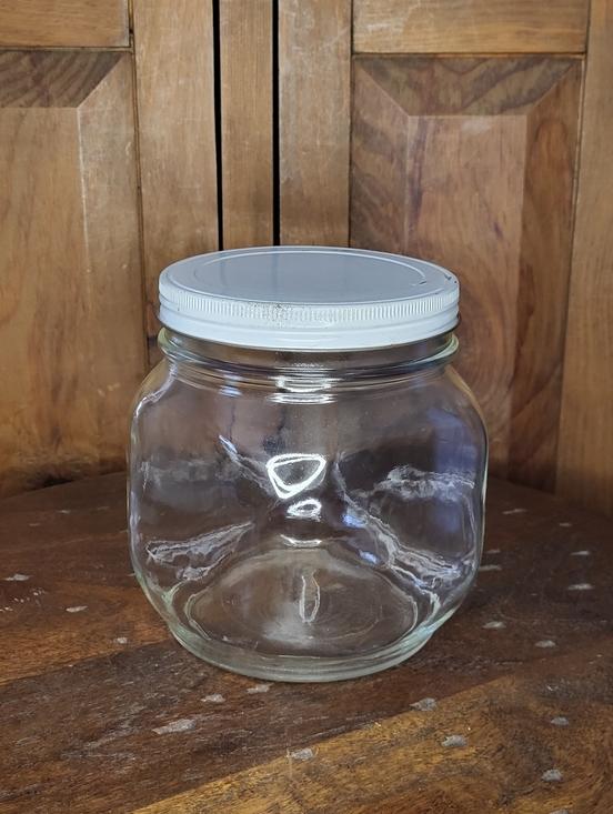 Other - Clear Glass Storage Jar with White Screw Lid